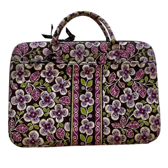 Vera Bradley Floral Cotton Hard Shell Laptop Case in Plum Petals Print 12 x 17 - Picture 2 of 12